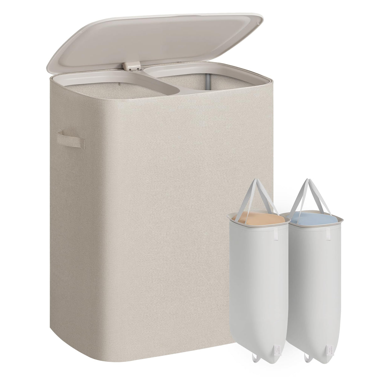 SONGMICS 160L Grey Laundry Basket with Lid & Removable Wash Bags Size 56 x NEW