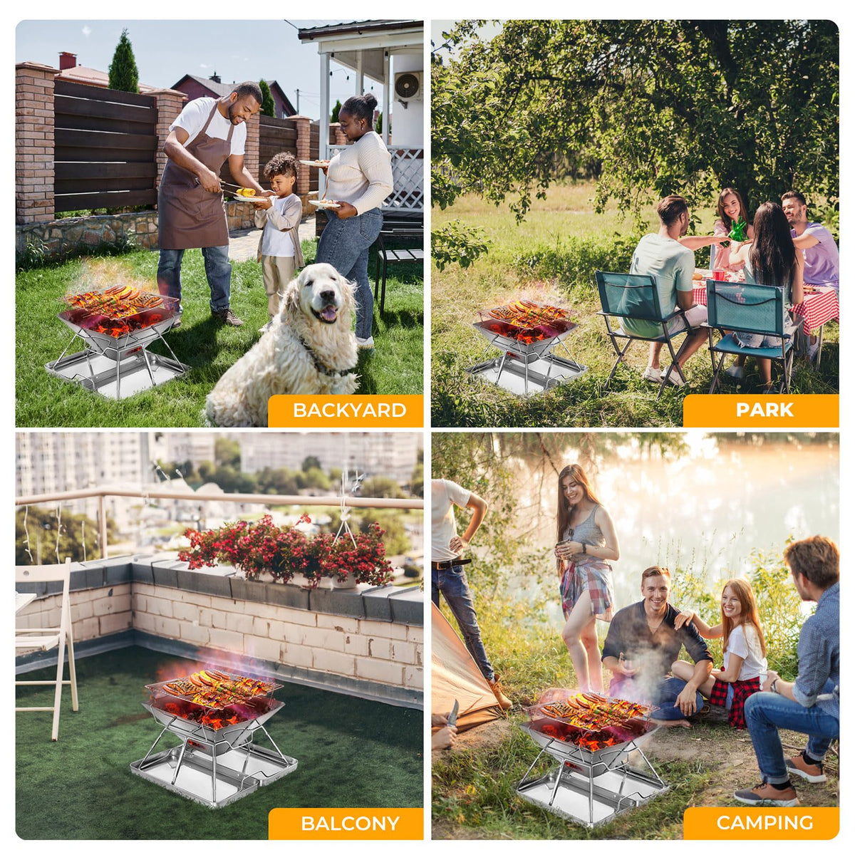 Moyasu Silver Folding Charcoal BBQ Grill | Portable Camping NEW