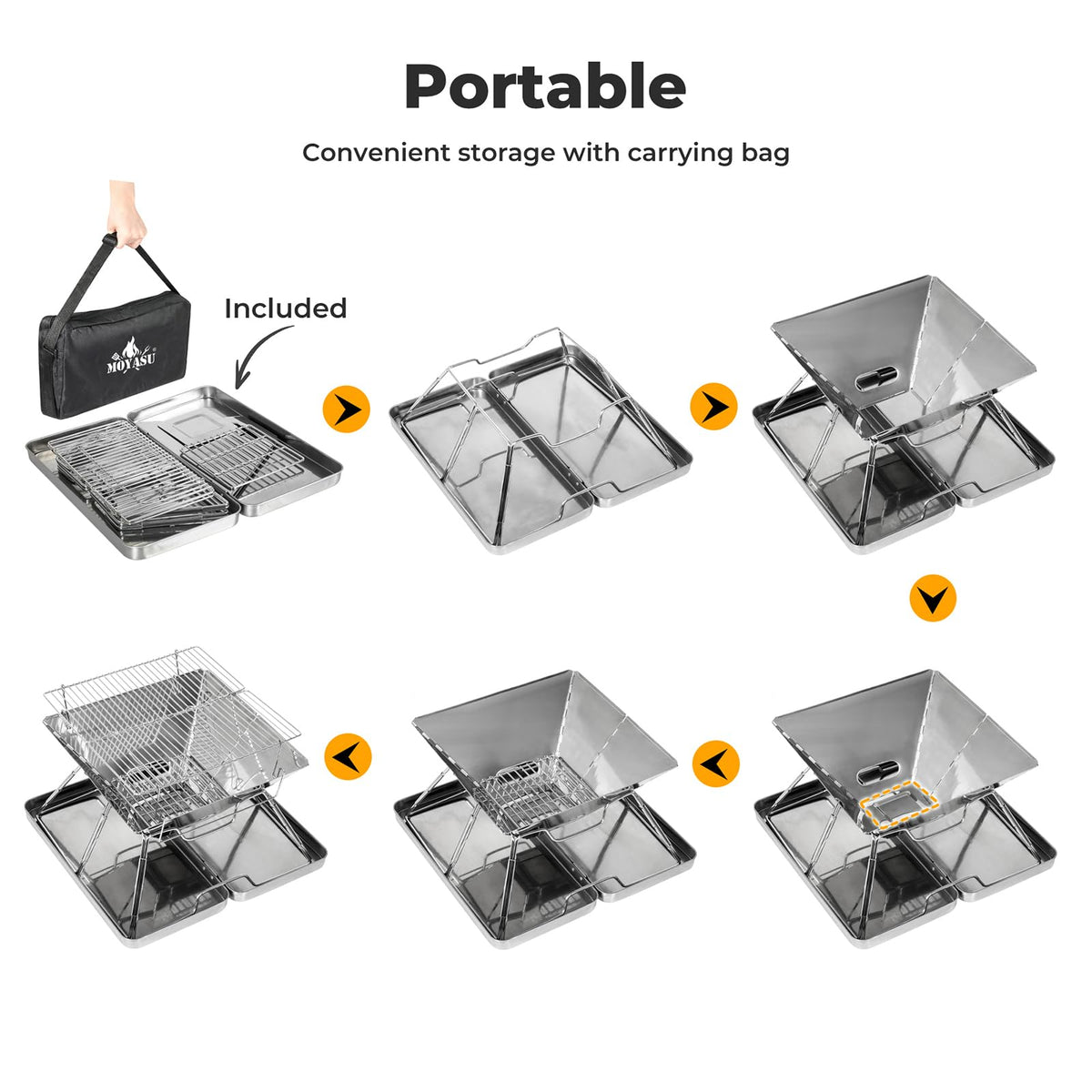 Moyasu Silver Folding Charcoal BBQ Grill | Portable Camping NEW