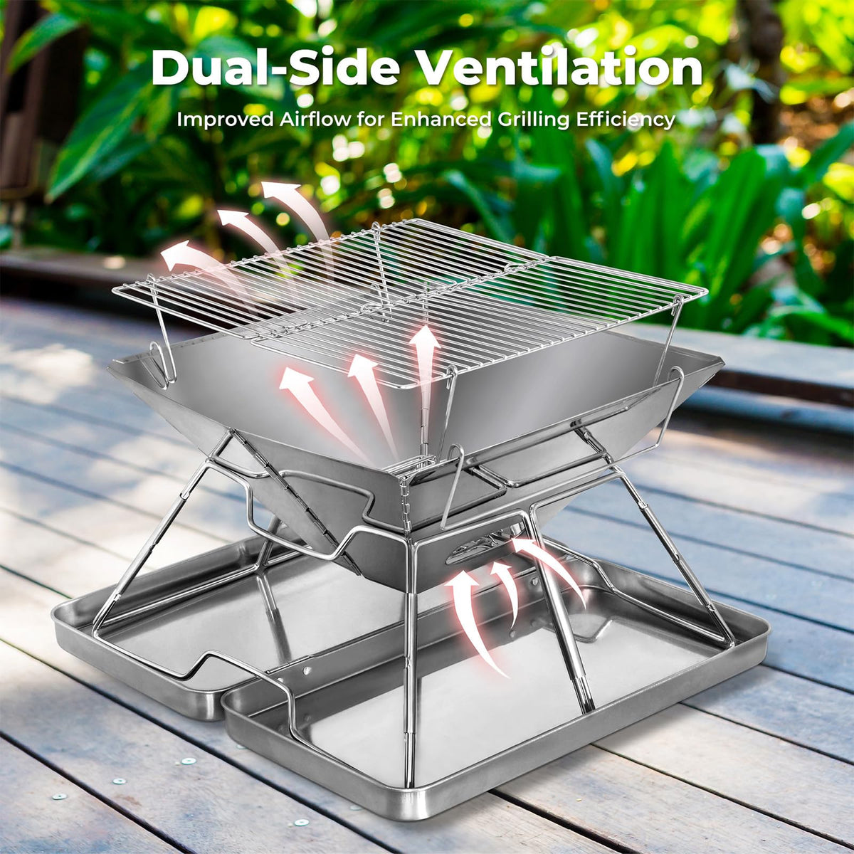 Moyasu Silver Folding Charcoal BBQ Grill | Portable Camping NEW