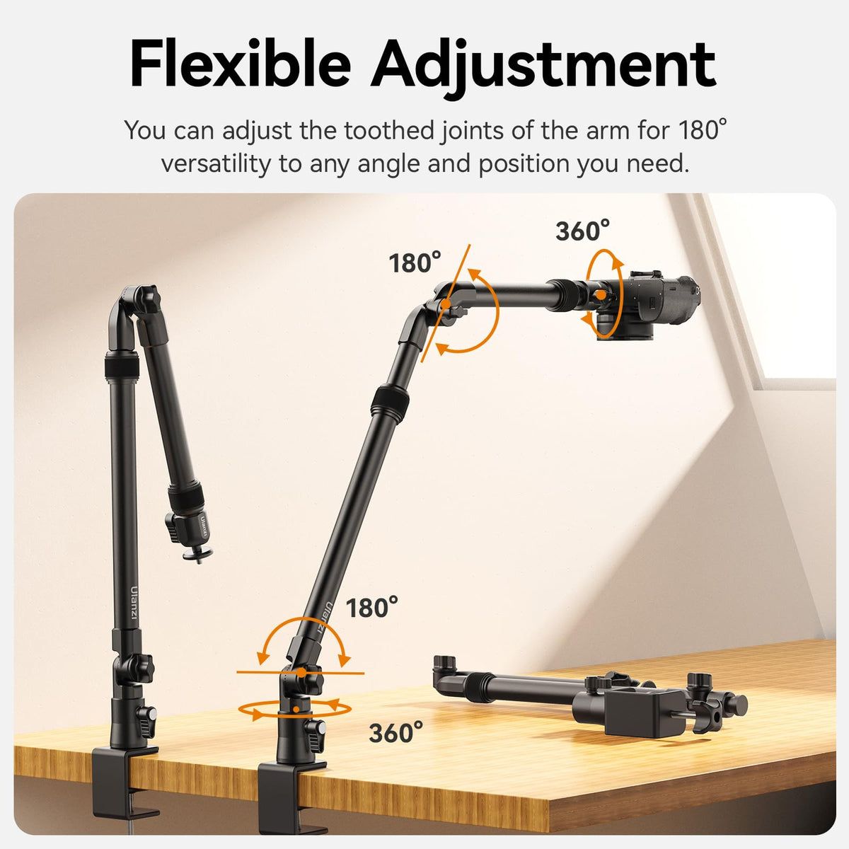 ULANZI ZJ02 Black Aluminum Overhead Camera Desk Mount Adjustable DEMO