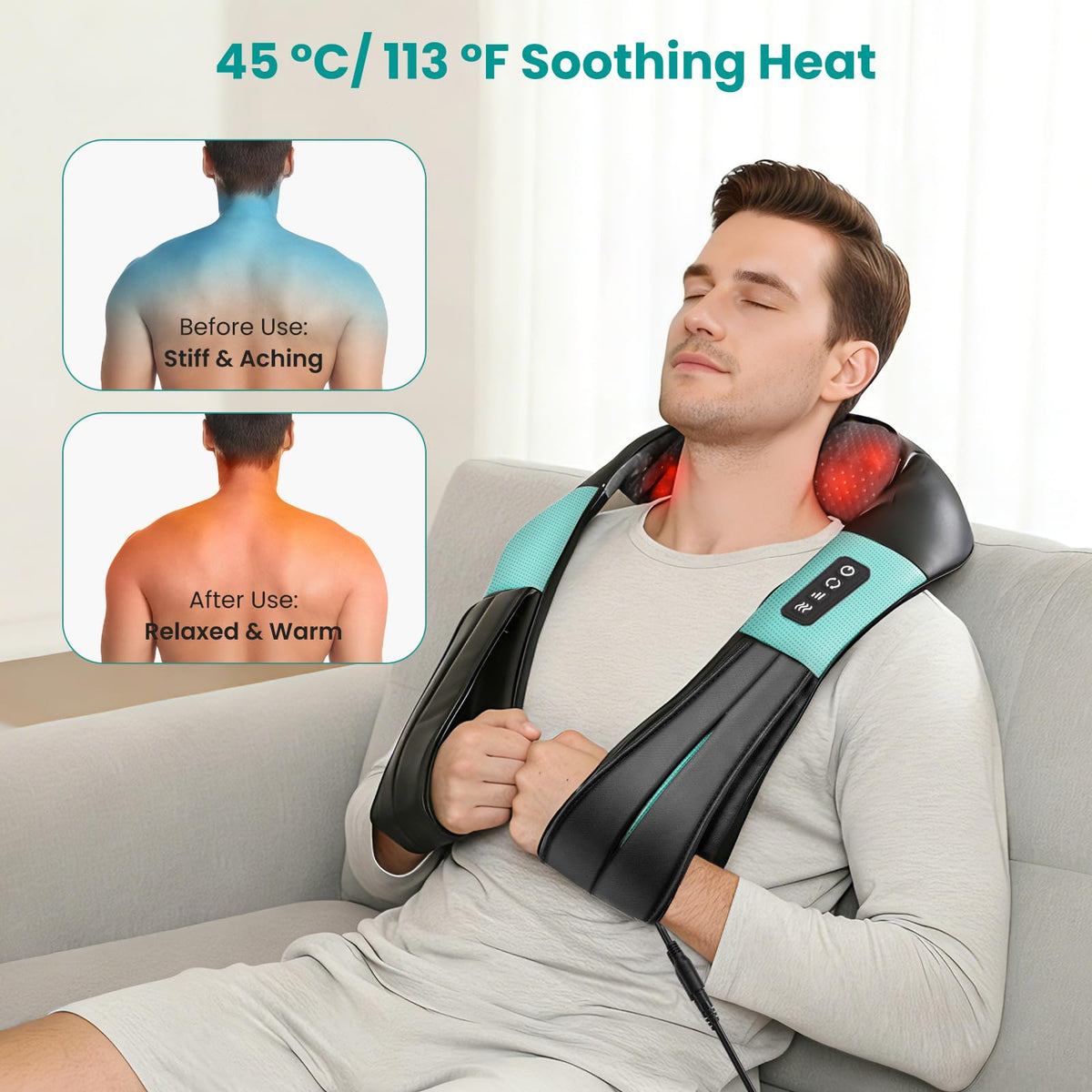 Nekteck Shiatsu Neck Massager with Heat - Pain Relief Black Mint NEW