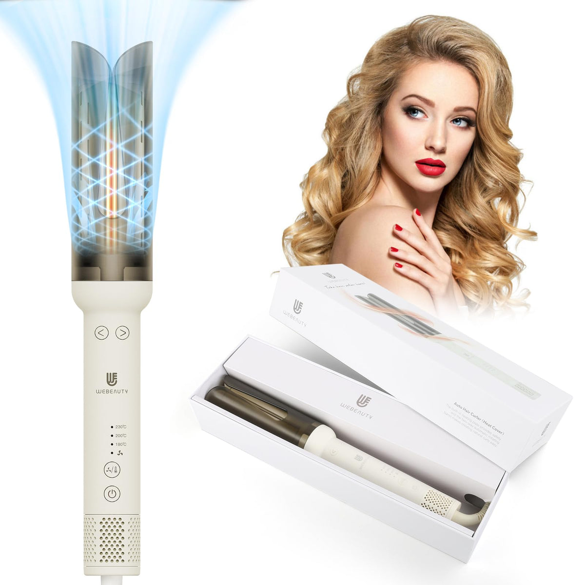 webeauty 27mm Automatic Curling Tongs Ceramic Tourmaline White NEW