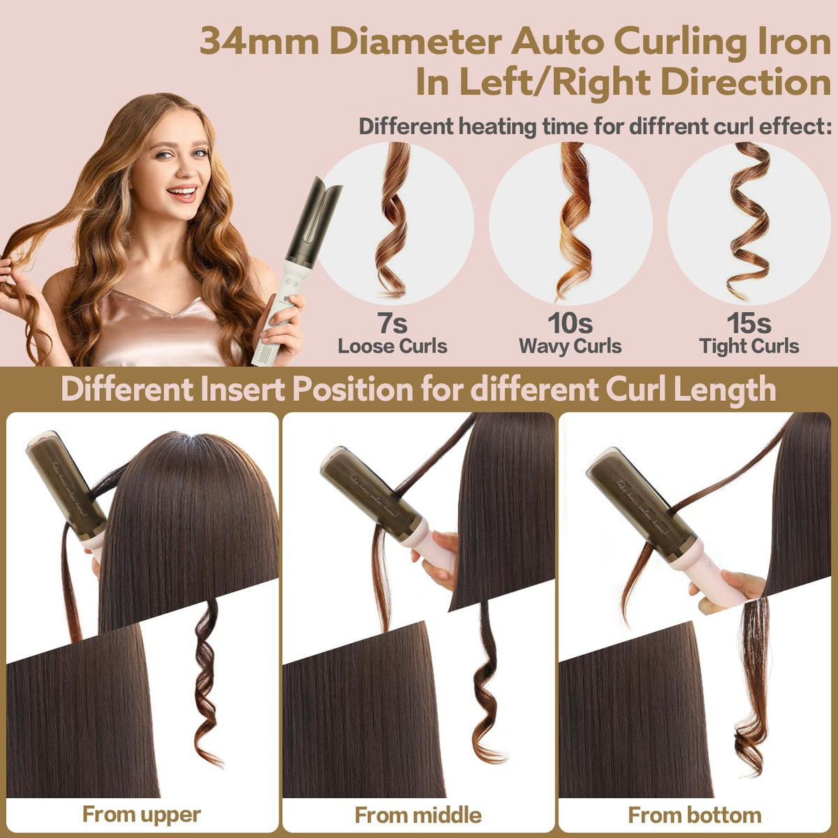 webeauty 27mm Automatic Curling Tongs Ceramic Tourmaline White NEW