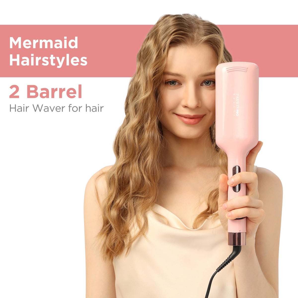 PARWIN PRO Wavers BEAUTY 32mm Ceramic Tourmaline Hair Waver Pink Size 32mm NEW