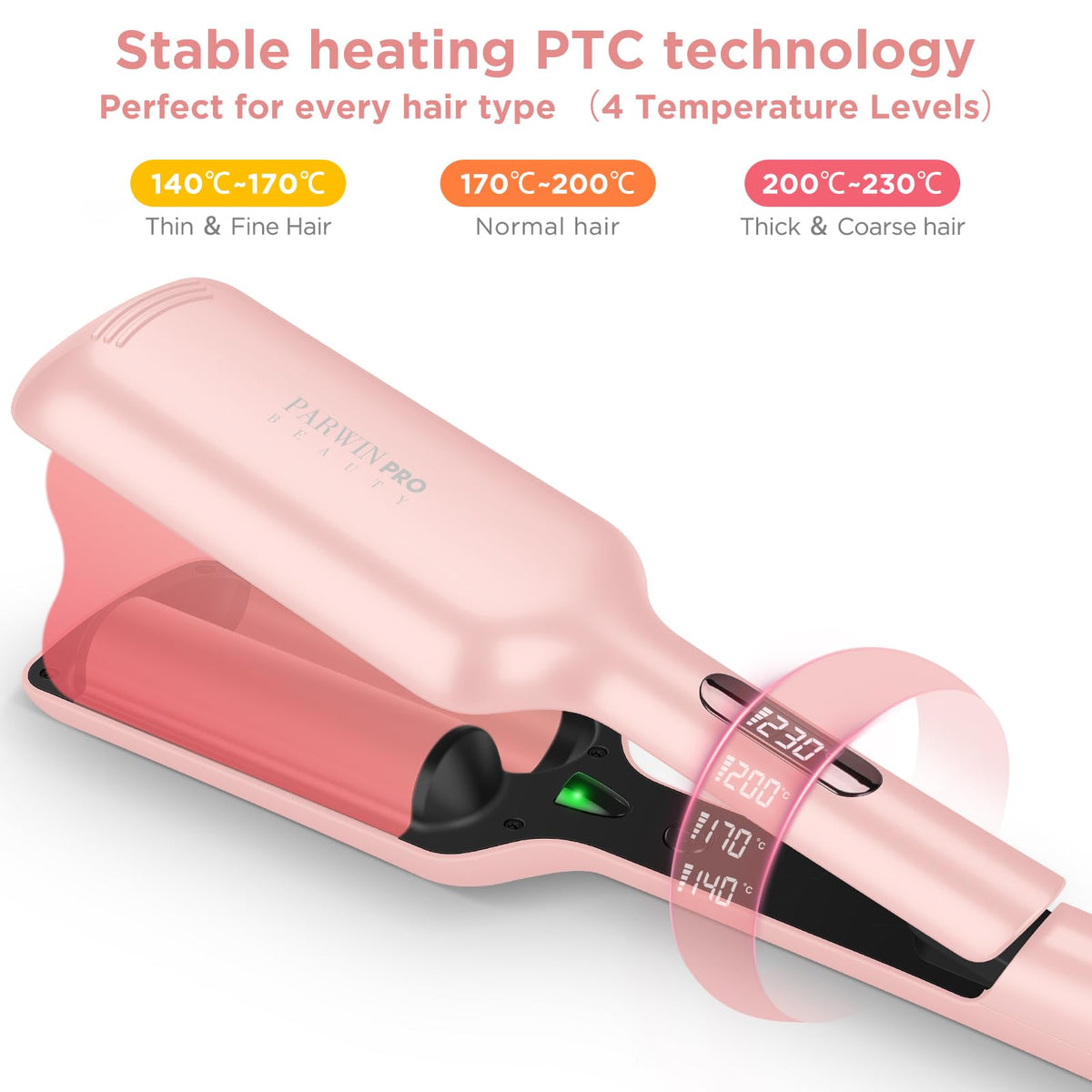 PARWIN PRO Wavers BEAUTY 32mm Ceramic Tourmaline Hair Waver Pink Size 32mm NEW