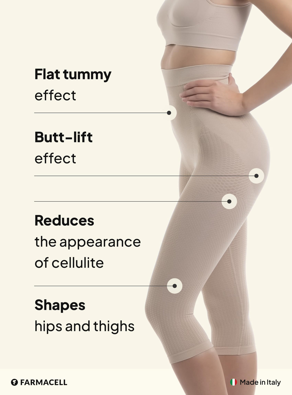 Farmacell Nude Shapewear Capri Leggings Tummy Control L/XL NEW