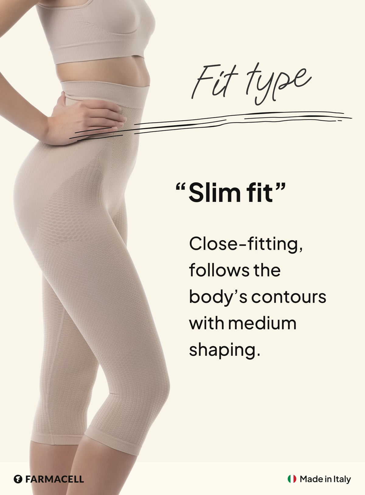 Farmacell Nude Shapewear Capri Leggings Tummy Control L/XL NEW