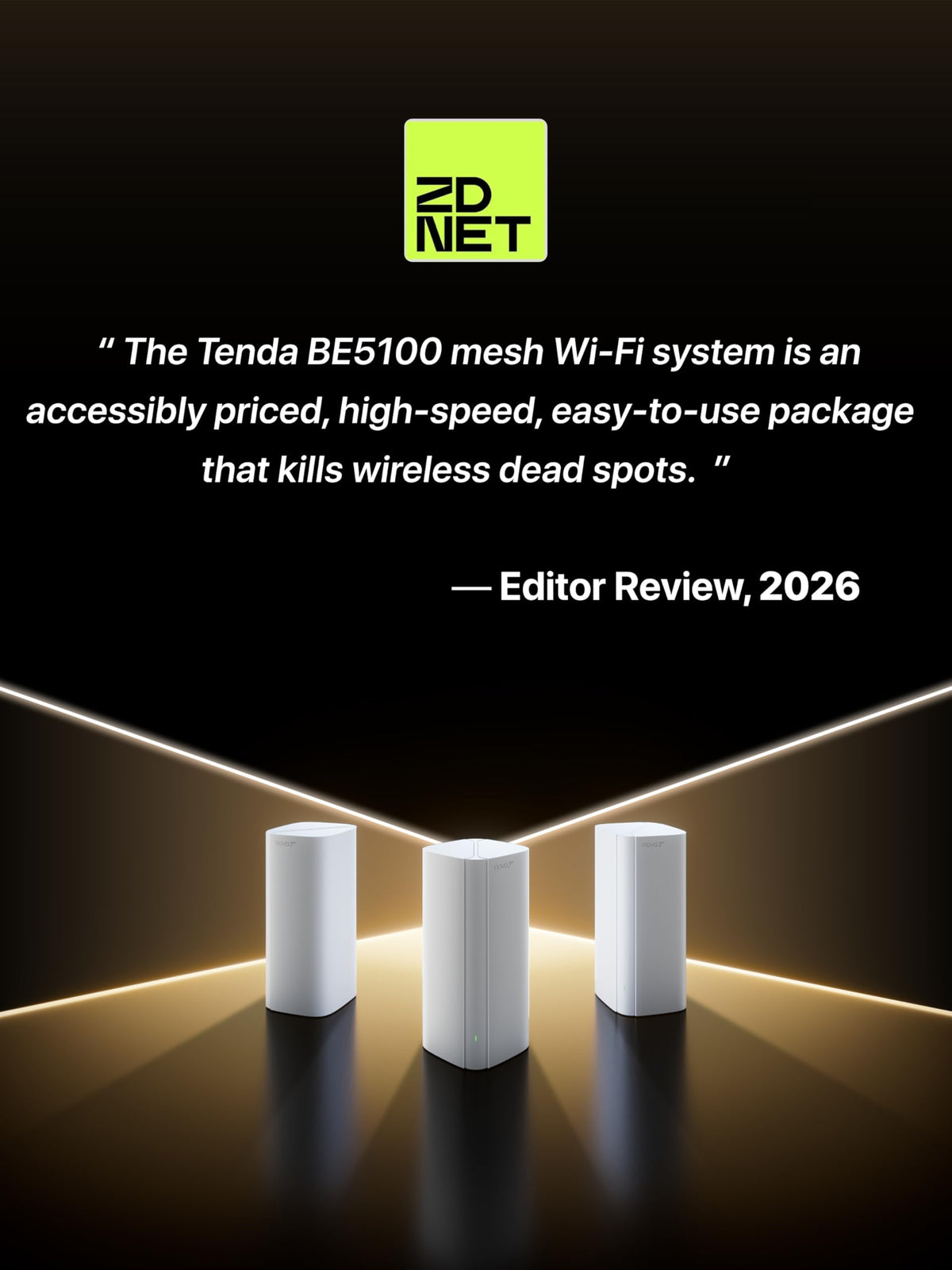 Tenda BE5100 Routers WiFi 7 Mesh Router System White Dual Band NEW