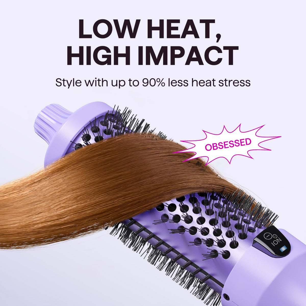 Wavytalk Thermal Ionic Round Hot Air Brush Blowout Styler Purple NEW