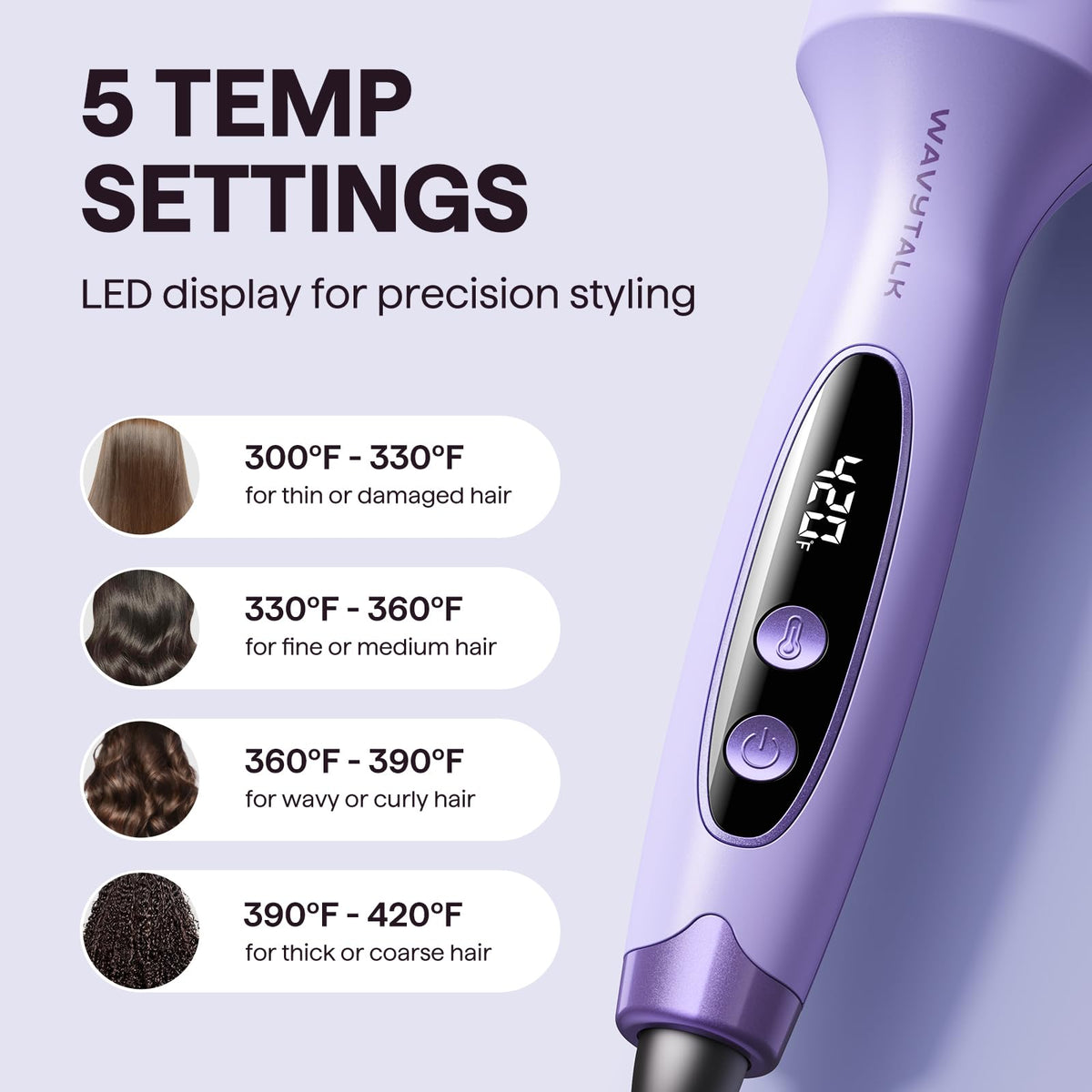 Wavytalk Thermal Ionic Round Hot Air Brush Blowout Styler Purple NEW