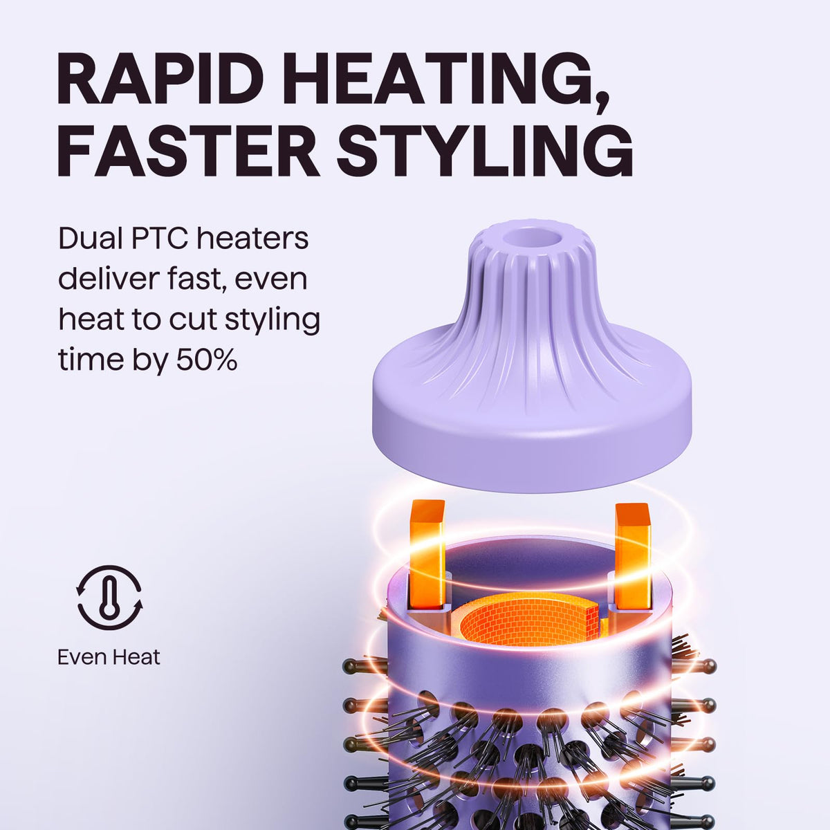 Wavytalk Thermal Ionic Round Hot Air Brush Blowout Styler Purple NEW