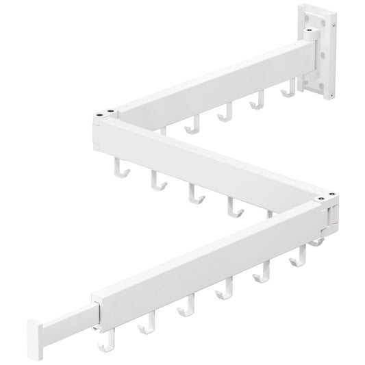 Wall Mounted Clothes Drying Rack 3-Pole White 75W x 12H cm Size 3.5D x 75W NEW