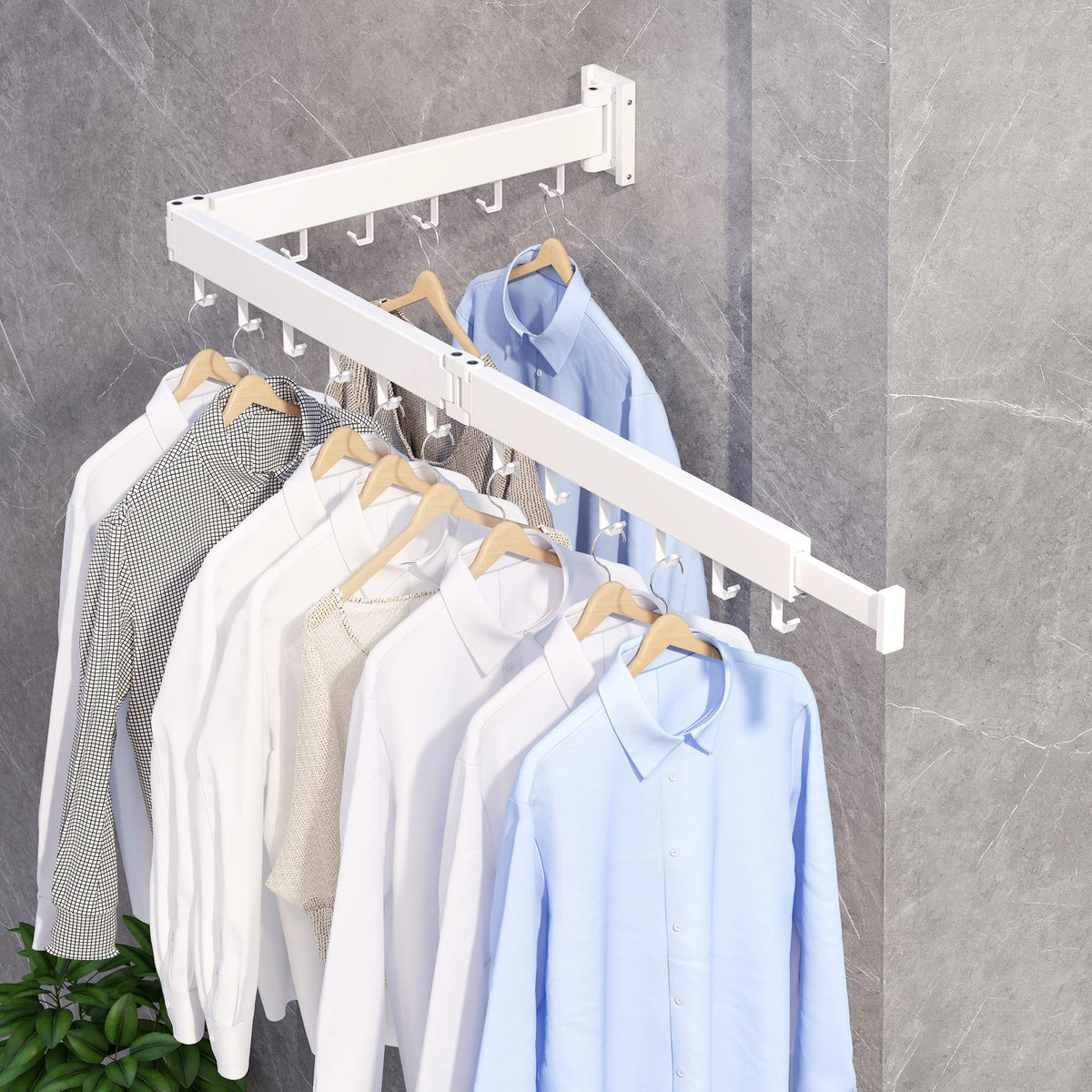 Wall Mounted Clothes Drying Rack 3-Pole White 75W x 12H cm Size 3.5D x 75W NEW