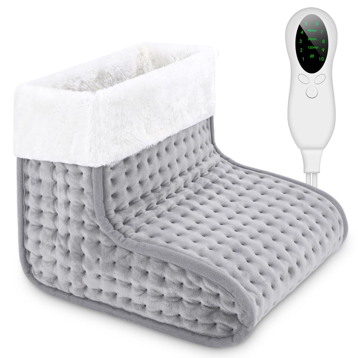 Electric Foot Warmer 10 Heat Levels Light Grey One Size NEW