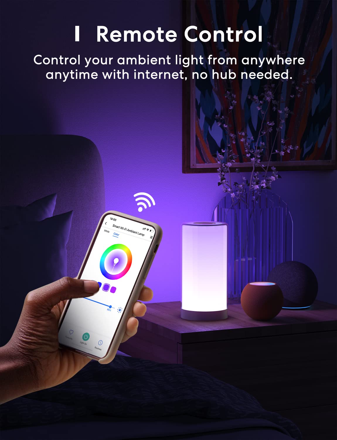 meross Smart Bedside Table Lamp Dimmable WiFi Multicoloured DEMO
