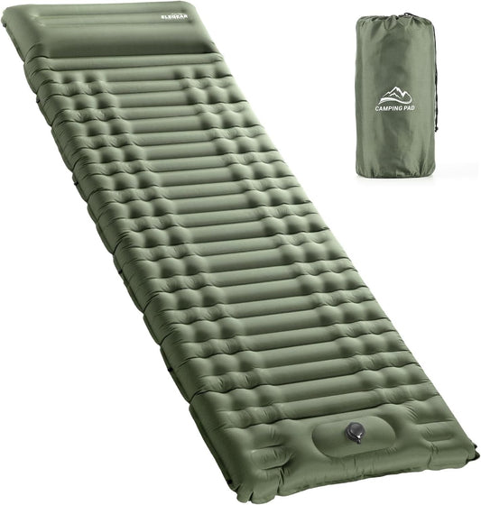 Elegear Self-Inflating Sleeping Mat Built-in Pillow Green Size 193x63x14CM DEMO