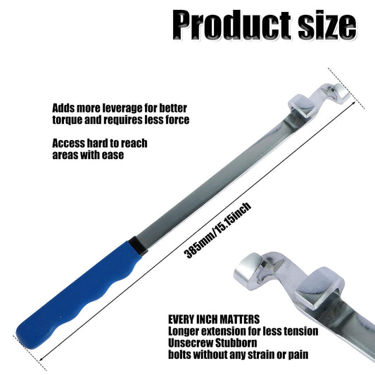 15 Inch Wrench Extender Tool Bar Torque Adaptor Blue Silver DEMO