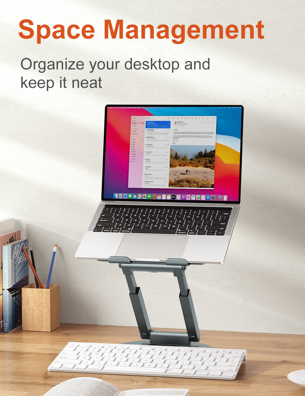 tounee Telescopic Stands Laptop Stand 360° Swivel Adjustable Grey up to 17 NEW