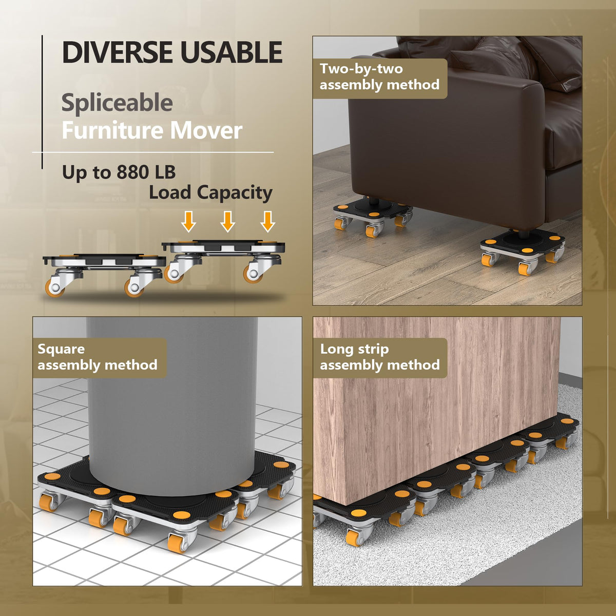 Furniture Mover with Wheels Lifter Dolly Black Casters Heavy Duty NEW