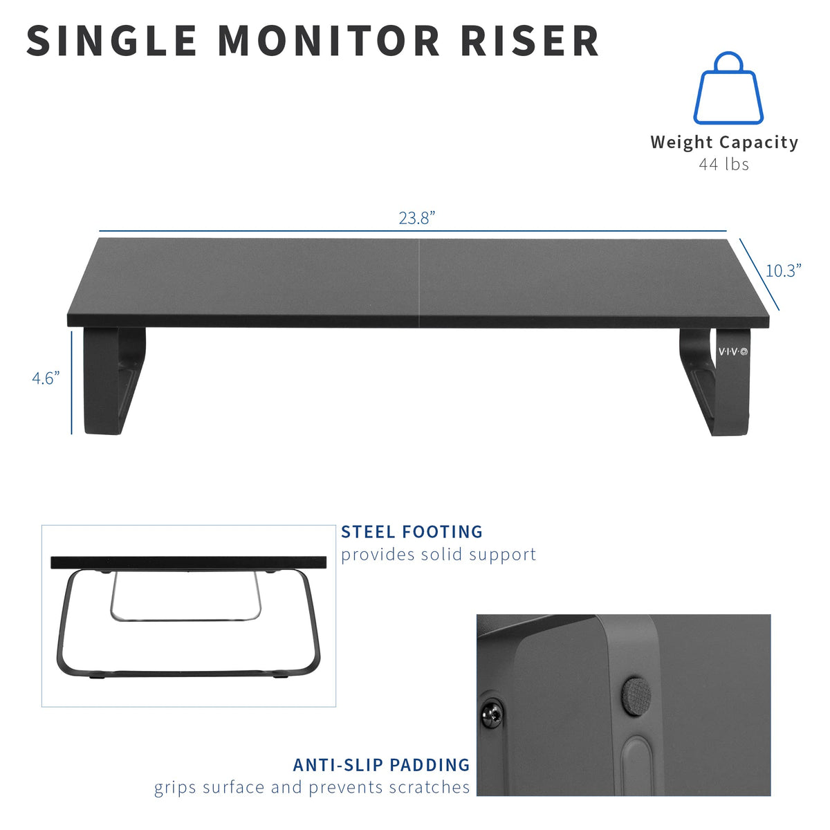 VIVO Black Wood Desktop Monitor Stand 24" Ergonomic Riser Desk NEW