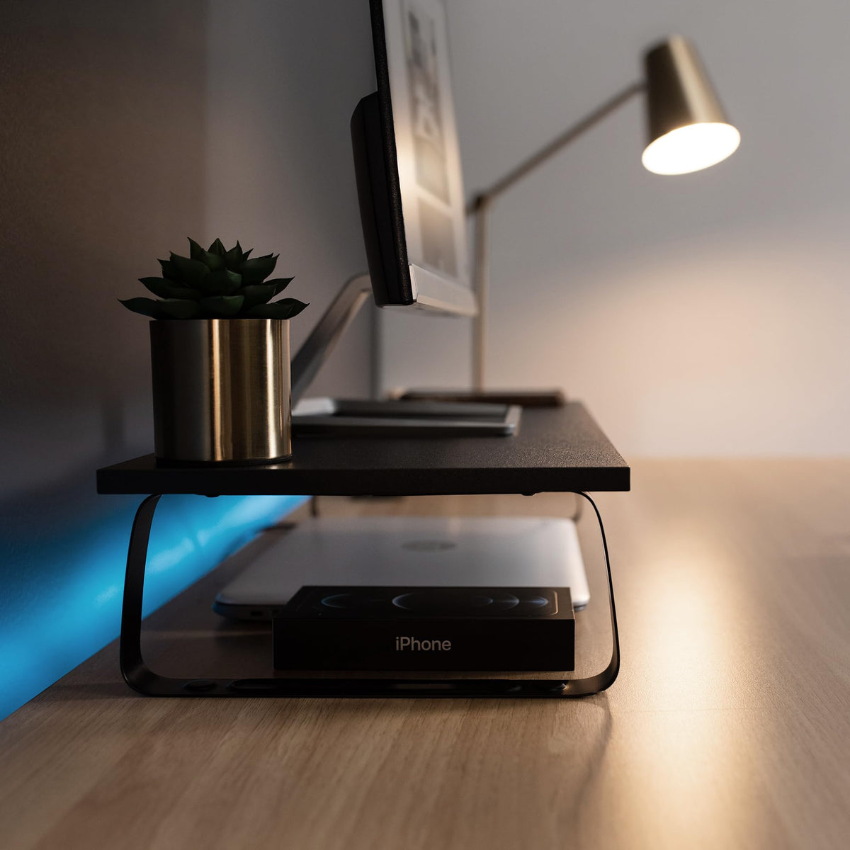 VIVO Black Wood Desktop Monitor Stand 24" Ergonomic Riser Desk NEW