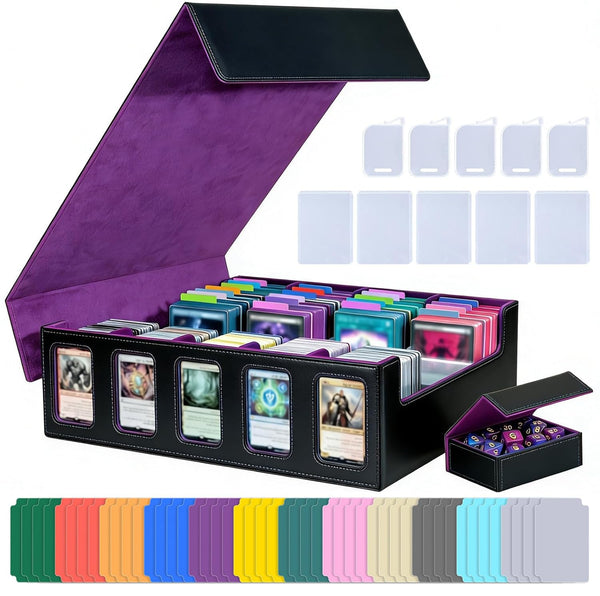 Purple Leather Trading Card Storage Box - 3900+ Capacity NEW