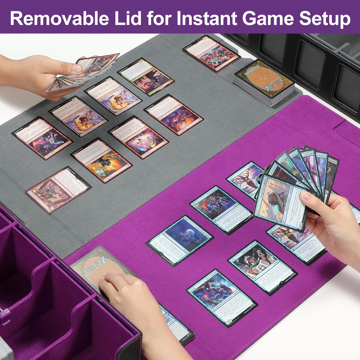 Purple Leather Trading Card Storage Box - 3900+ Capacity NEW