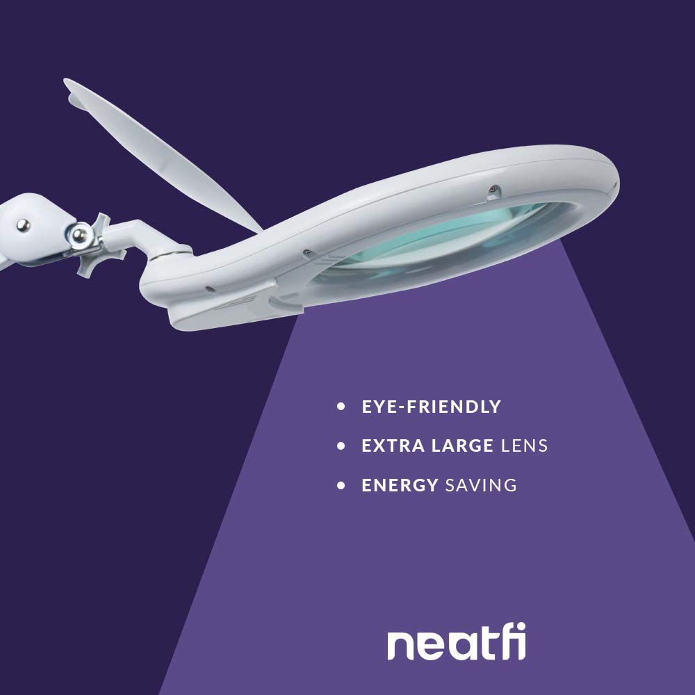 Neatfi Elite LED Magnifying Lamp with 18cm Glass Lens - White NEW