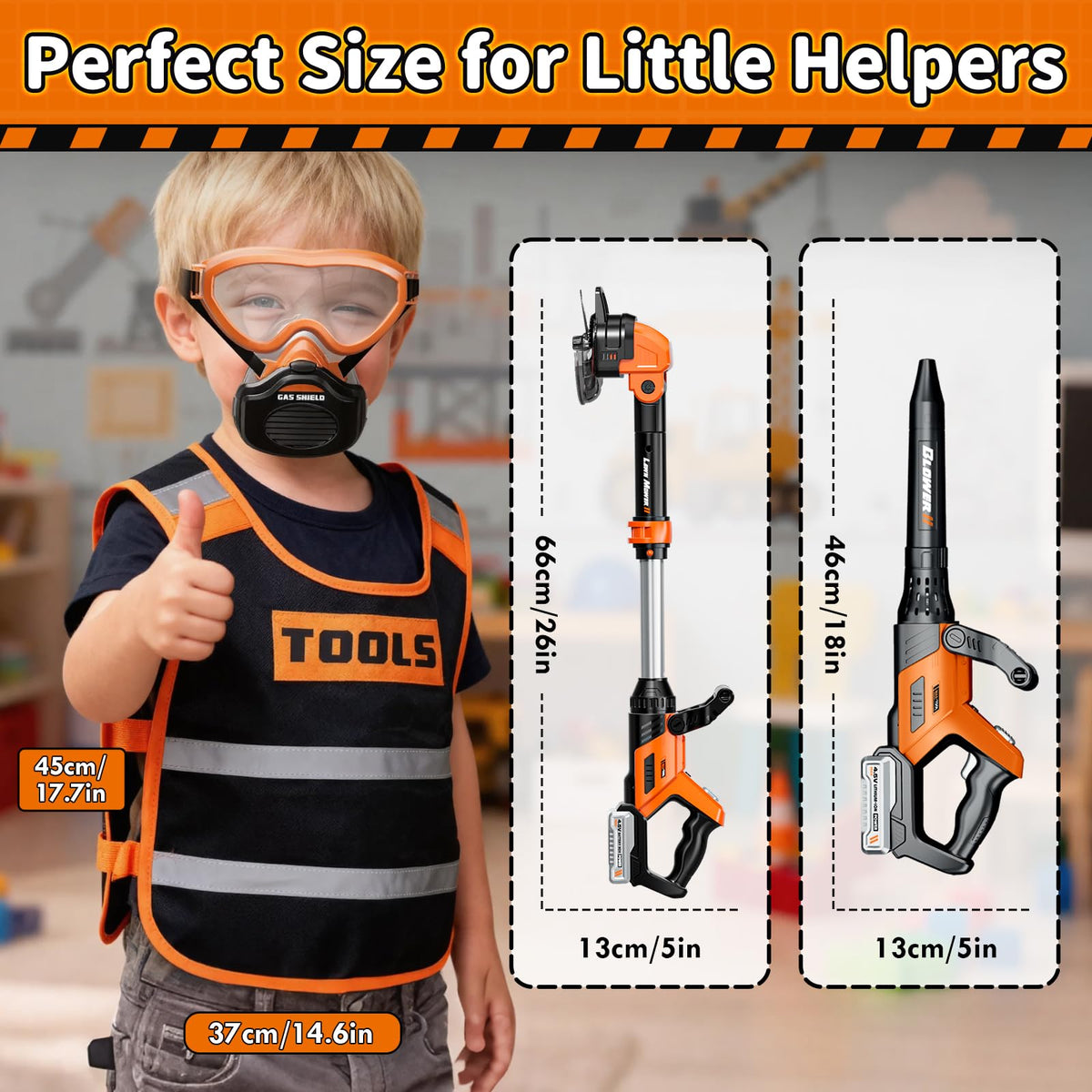 KidBloom 2-in-1 Whipper-Snipper Blower Play Tools Orange & Black Size DEMO