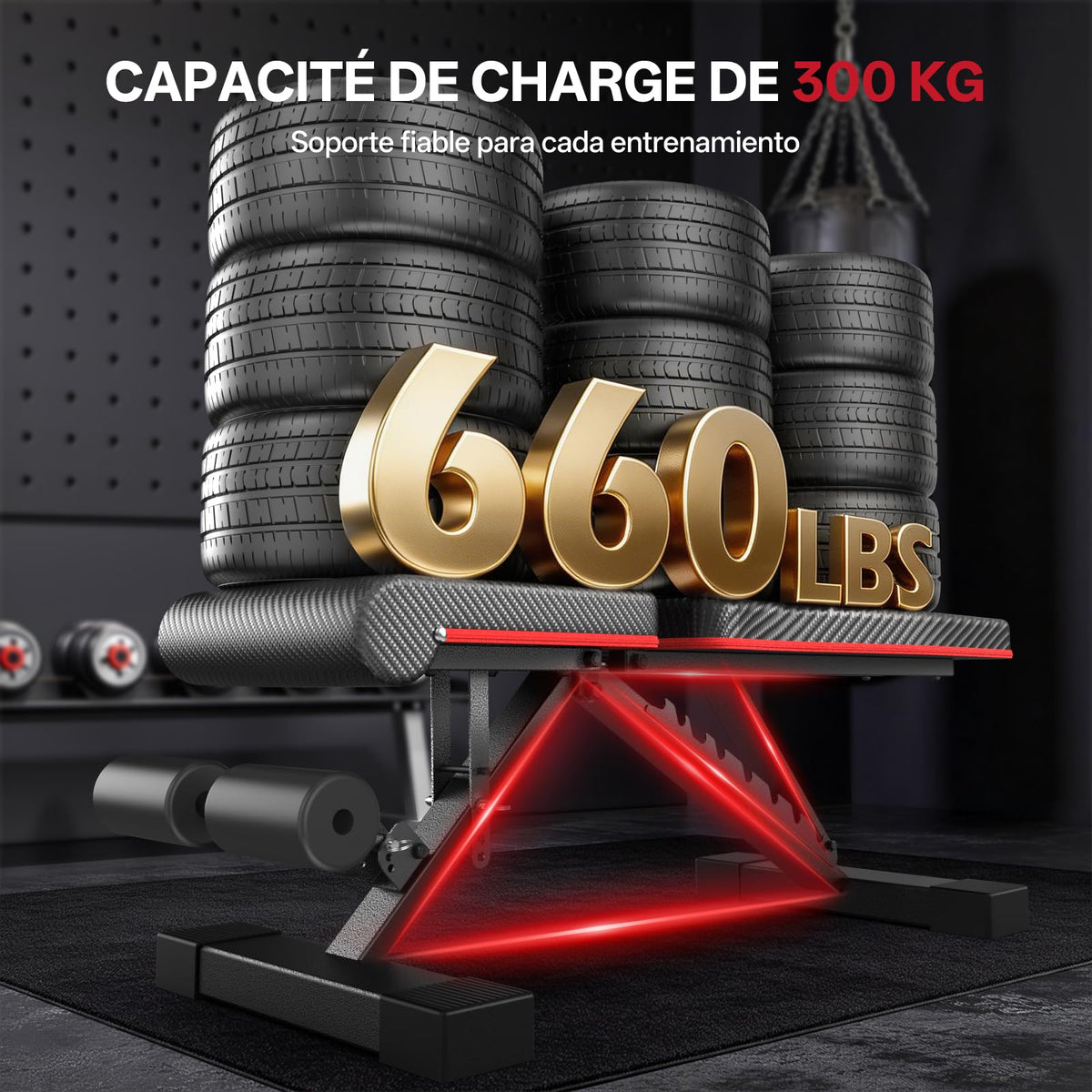 PASYOU Foldable Weight Bench Black Red 300kg Capacity Adjustable DEMO