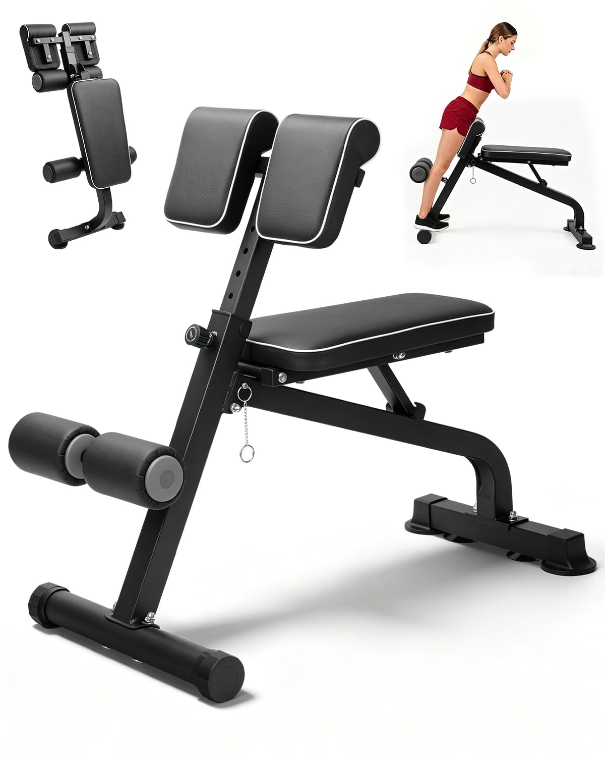 Kinsdan Black Roman Chair Back Hyperextension Bench 10-Level DEMO