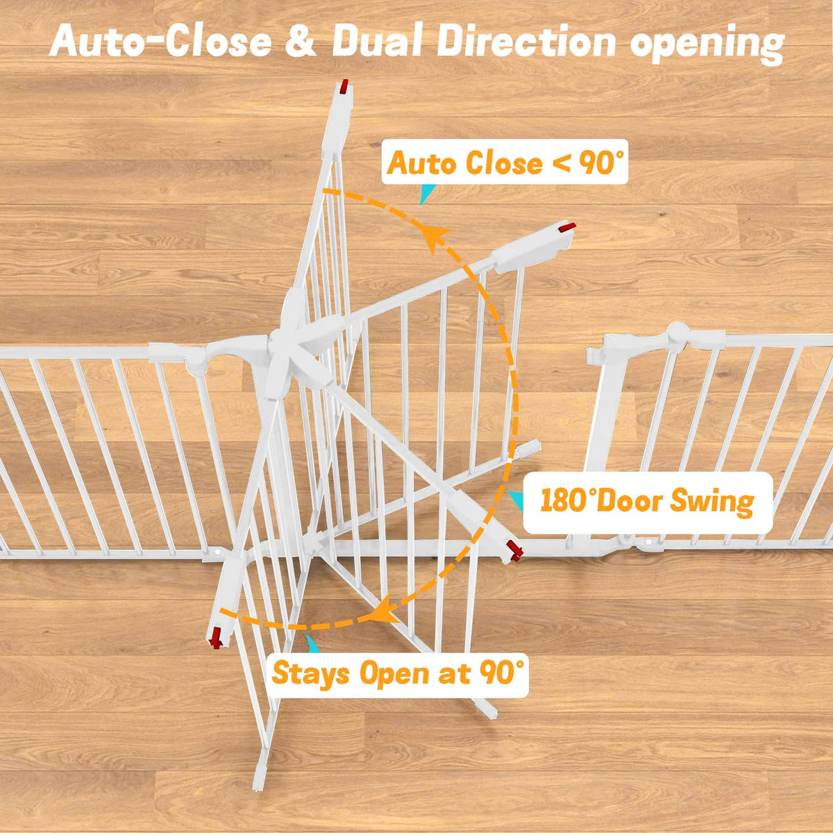 3 Panel Foldable Pet Gate with Door Extra Wide White - Safe DEMO