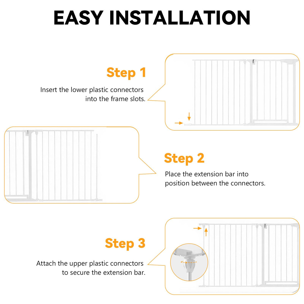 3 Panel Foldable Pet Gate with Door Extra Wide White - Safe DEMO