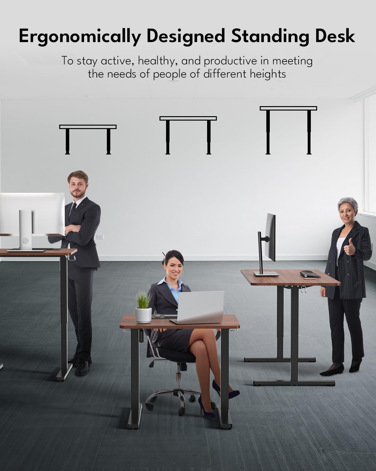Zontera 80x60CM Desks Standing Desk Dark Oak Home Office Workstation Size DEMO