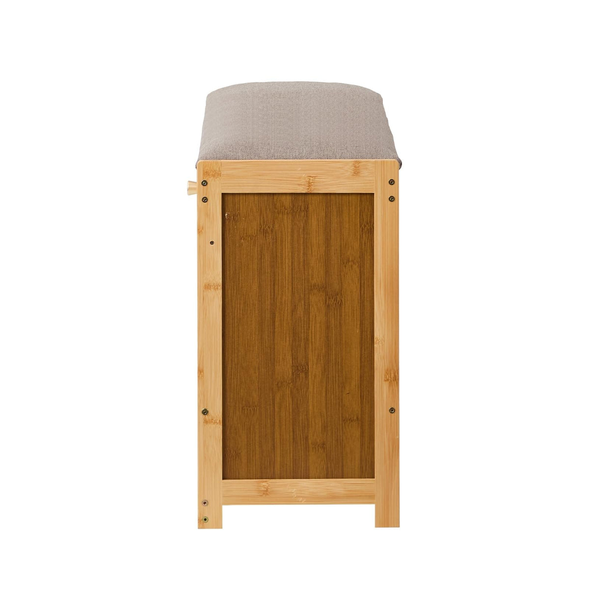 Oikiture Bamboo Storage Bench with Flip Drawers - Natural DEMO