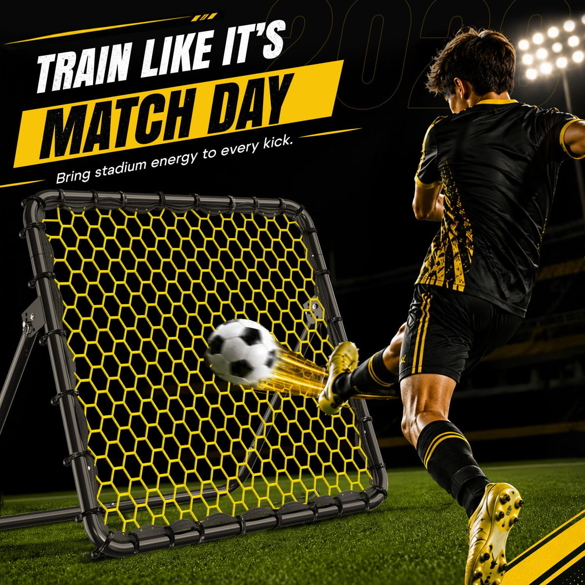 Happy Jump Portable Soccer Rebounder Net Training Black Yellow NEW