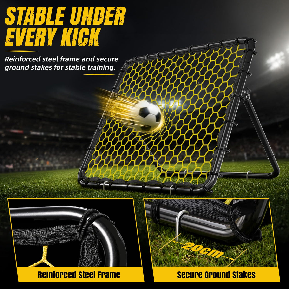 Happy Jump Portable Soccer Rebounder Net Training Black Yellow NEW