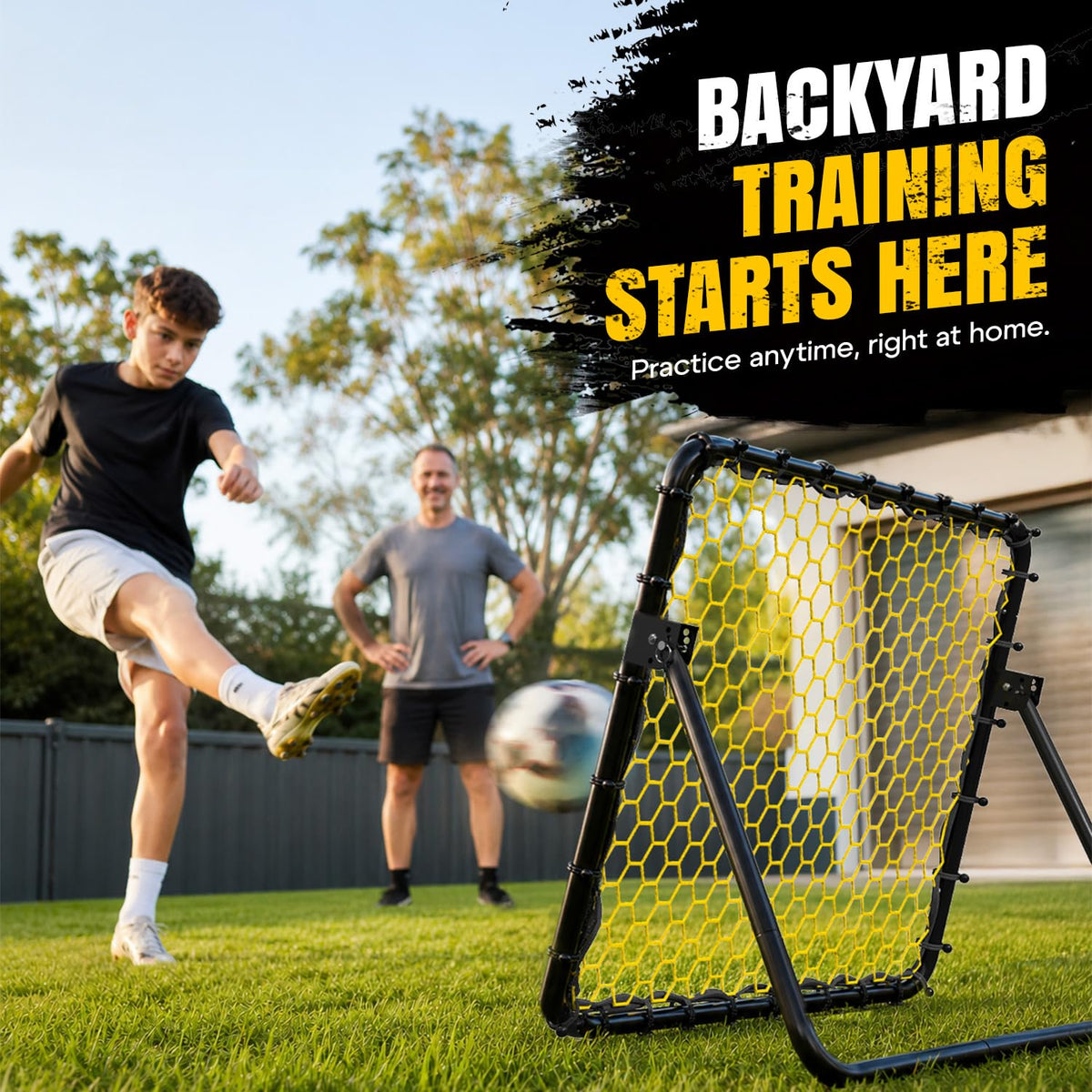 Happy Jump Portable Soccer Rebounder Net Training Black Yellow NEW