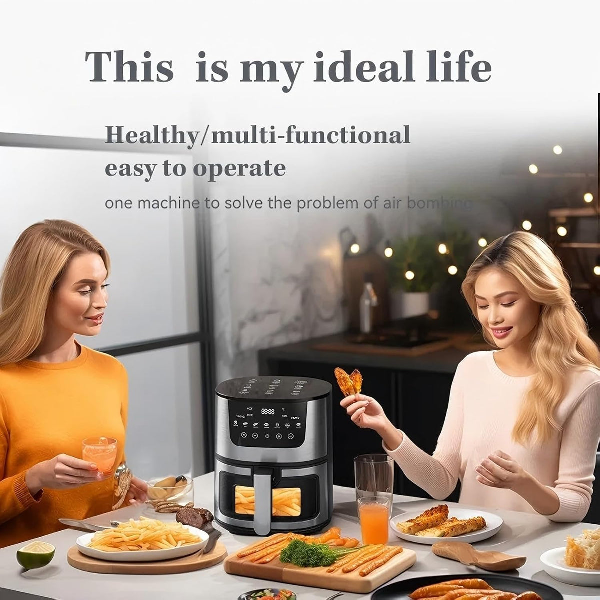 Digital Air Fryers Fryer 7L Black with Window - Bake Toast Function NEW