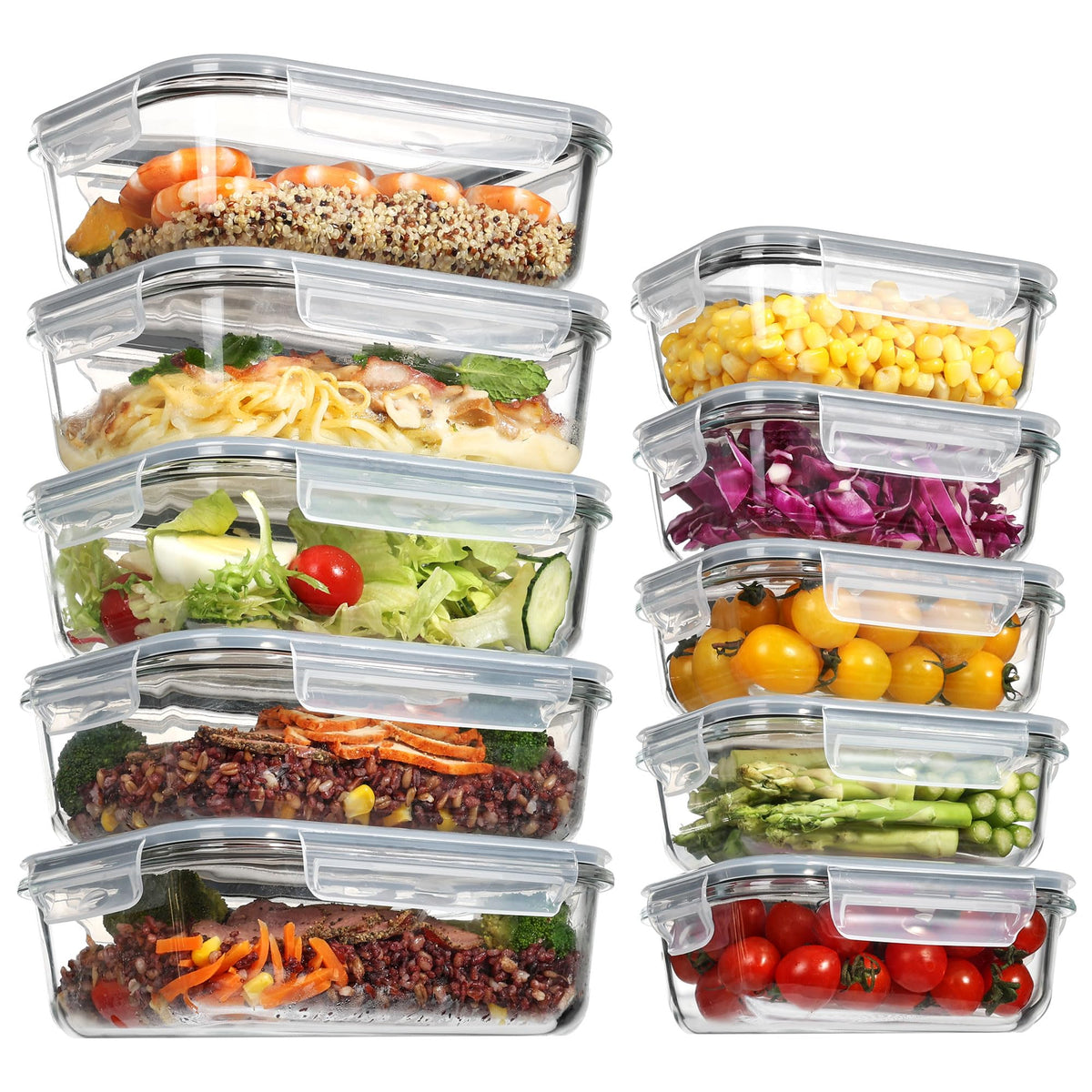 Vtopmart Glass Food Storage Container Sets with Lids Grey 35oz Size 35oz / NEW