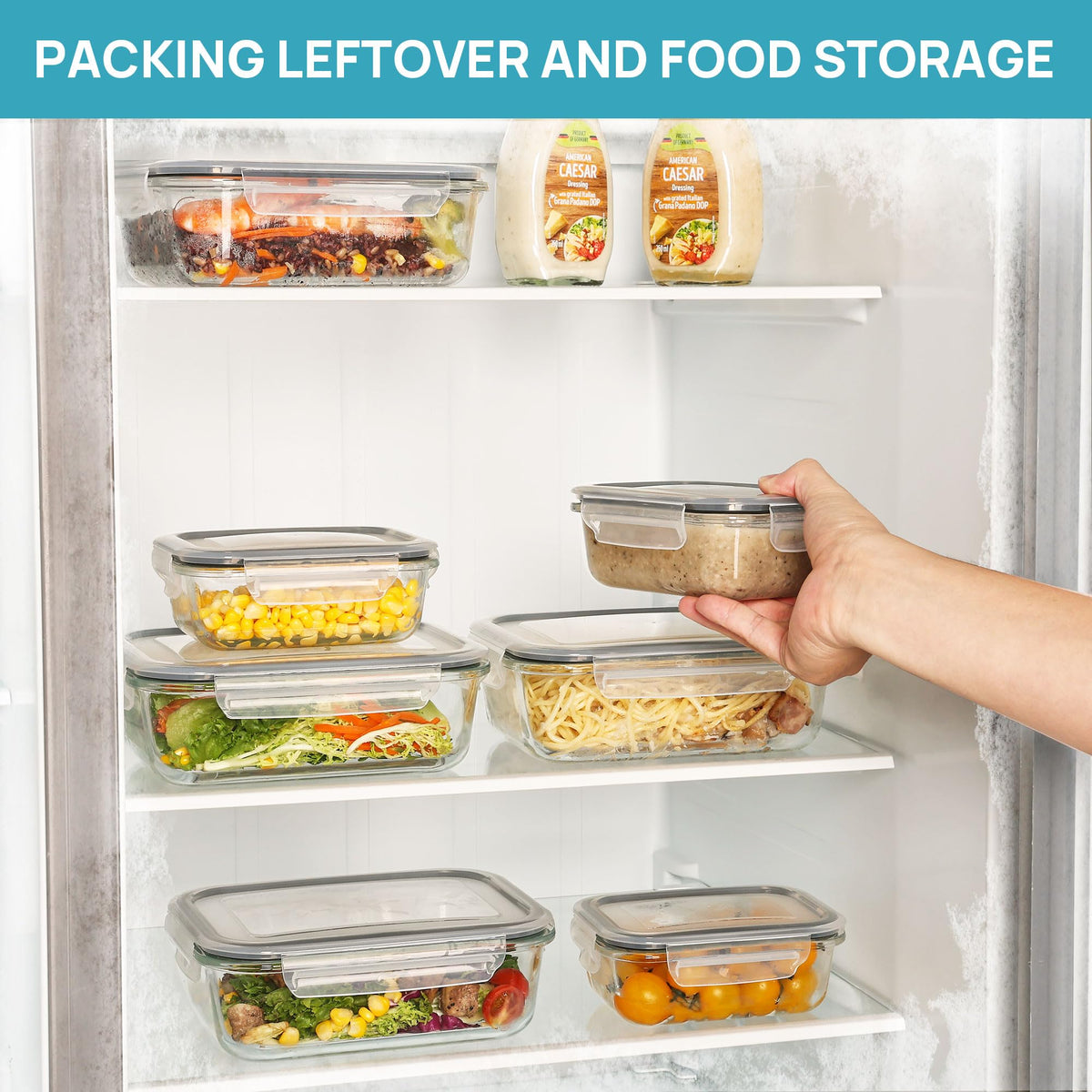 Vtopmart Glass Food Storage Container Sets with Lids Grey 35oz Size 35oz / NEW