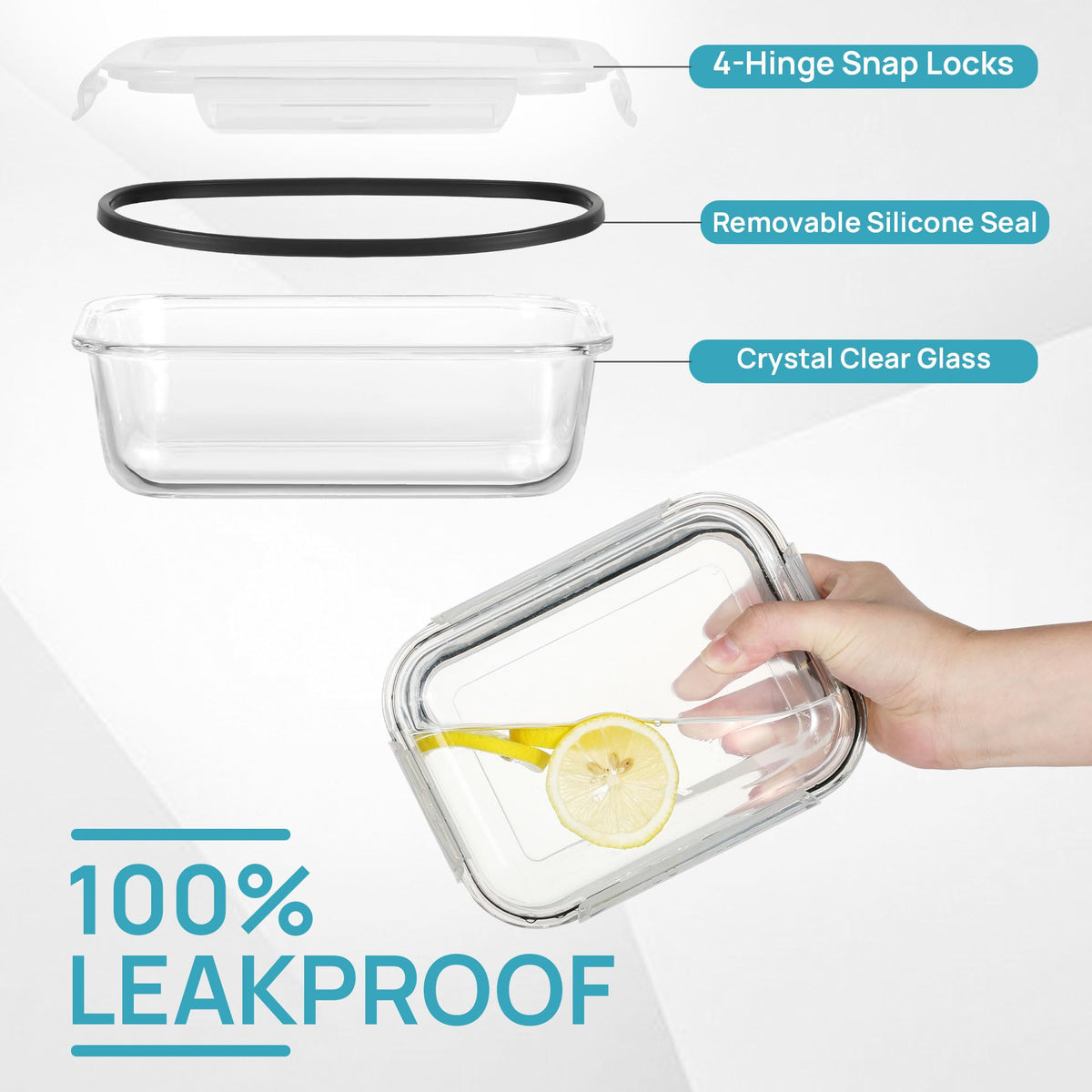 Vtopmart Glass Food Storage Container Sets with Lids Grey 35oz Size 35oz / NEW
