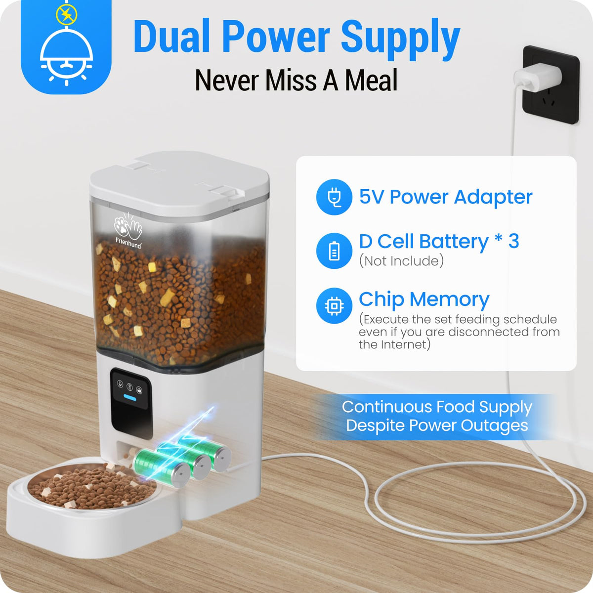 Frienhund 7L Automatic Cat Feeder WiFi 2K Camera White DEMO