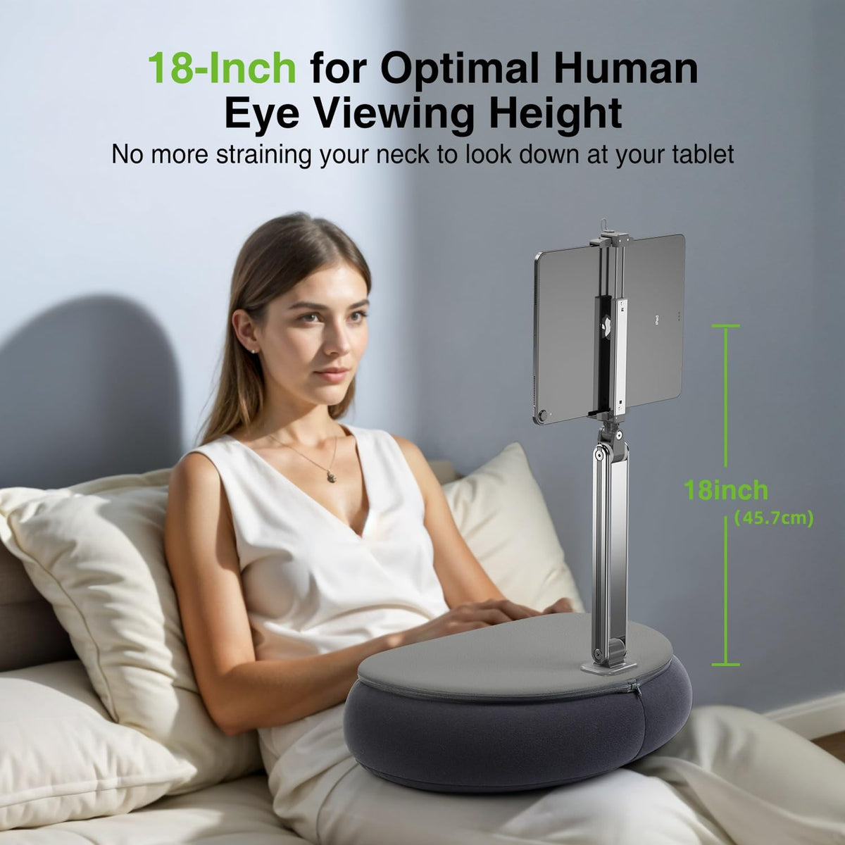 Elitehood Adjustable Stands Tablet Pillow Stand for Reading in Bed Grey NEW
