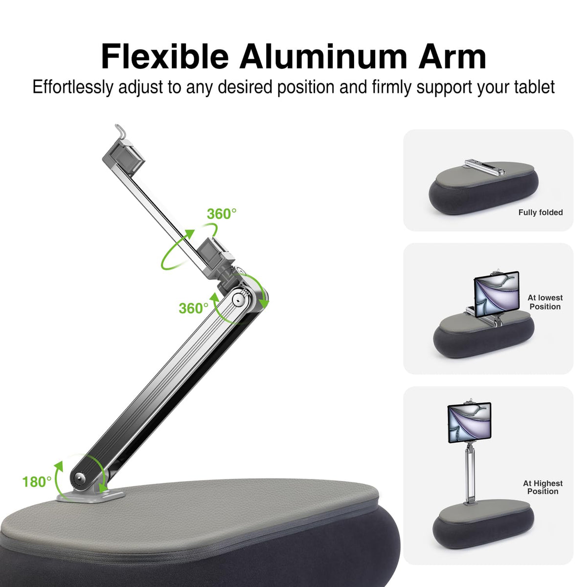 Elitehood Adjustable Stands Tablet Pillow Stand for Reading in Bed Grey NEW