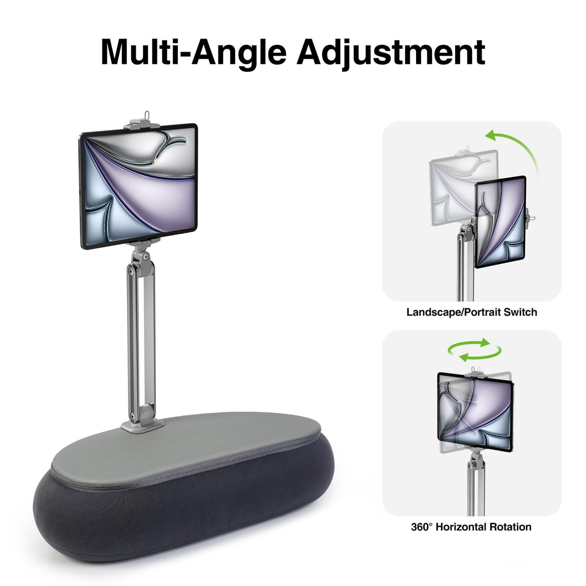 Elitehood Adjustable Stands Tablet Pillow Stand for Reading in Bed Grey NEW