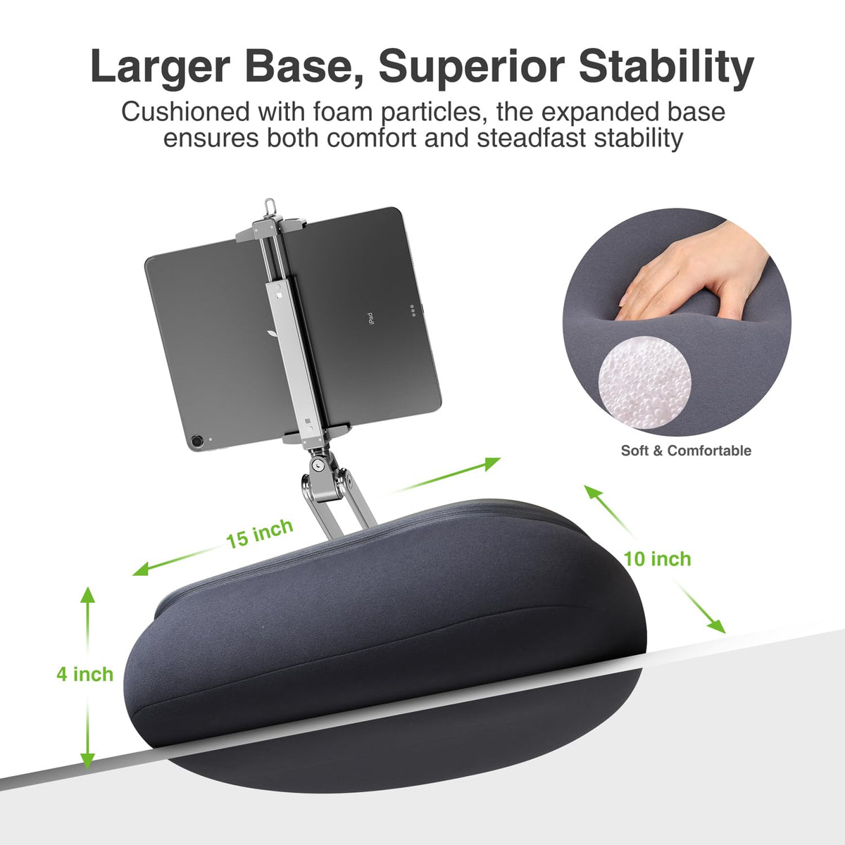 Elitehood Adjustable Stands Tablet Pillow Stand for Reading in Bed Grey NEW