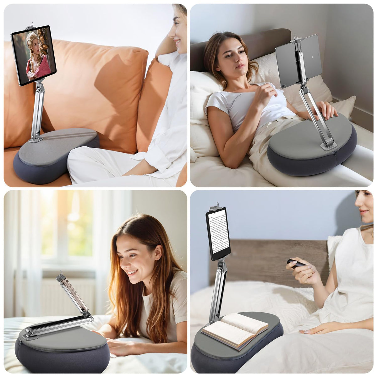 Elitehood Adjustable Stands Tablet Pillow Stand for Reading in Bed Grey NEW