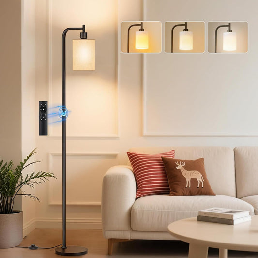 Beige & Black LED Floor Lamp with 3 Color Temperature Settings NEW